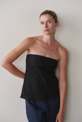 DONNI Jet Linen Tube Top - Jet
