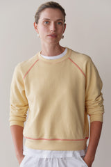 DONNI The Eco-Terry Contrast Stitch Sweatshirt - Butter