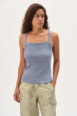 DONNI The Baby Rib Square Neck Tank - CornFlower