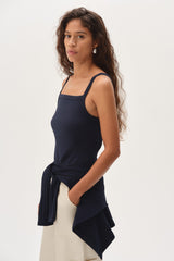 DONNI The Baby Rib Square Neck Tank - Navy