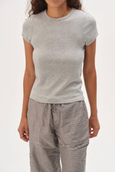 DONNI The Baby Rib Baby Tee - Heather Grey