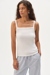 DONNI The Baby Rib Square Neck Tank - Powder