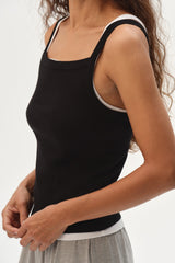DONNI The Baby Rib Square Neck Tank - Jet