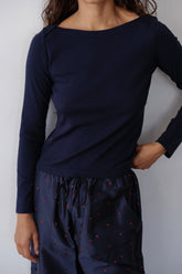 DONNI The Baby Rib Envelope Top - Navy