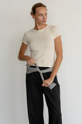 DONNI Creme Pointelle Baby Tee - Creme