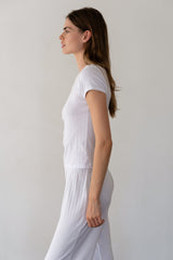 DONNI Powder Pointelle Baby Tee - Powder