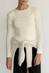 DONNI The Pointelle Square Neck Tank - Creme
