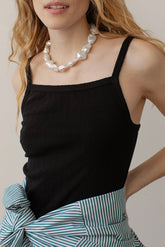 DONNI The Pointelle Square Neck Tank - Jet