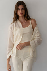 DONNI Creme Rib Spaghetti Tank - Creme