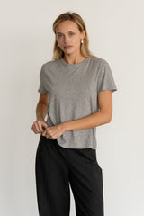 DONNI Heather Grey Jersey Tee - Heather-Grey