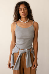 DONNI The Rib Spaghetti Tank - Heather Grey