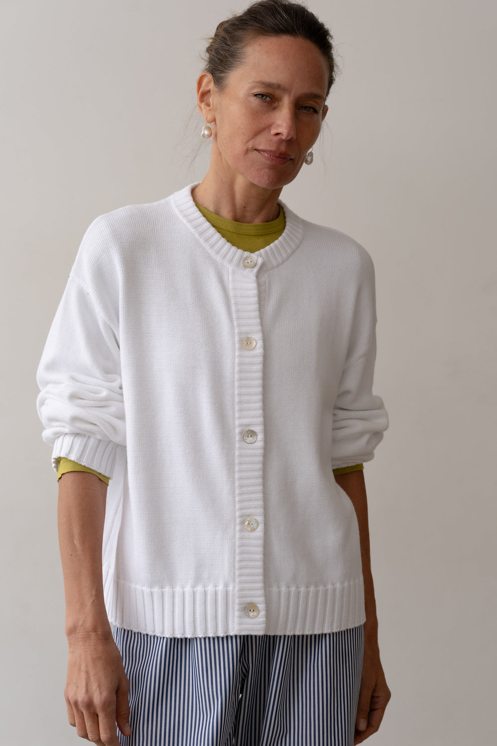 DONNI The Cotton Knit Cardigan - Powder