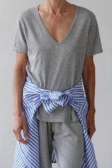 DONNI The Jersey Relaxed V-Neck - Heather-Grey