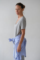 DONNI The Jersey Relaxed V-Neck - Heather-Grey