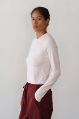 DONNI The Baby Rib V-Neck Long Sleeve - Ballerina