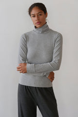 DONNI The Baby Rib Turtleneck - Heather-Grey
