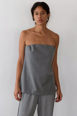 DONNI The Flannel Tube Top - Heather-Grey