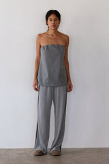 DONNI The Flannel Tube Top - Heather-Grey