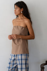 DONNI The Flannel Tube Top - Caramel