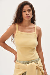 DONNI The Baby Rib Square Neck Tank - Butter