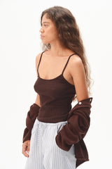 DONNI The Pointelle Cami Tank - Espresso