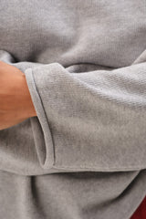 DONNI The Cotton Knit Boat Neck Sweater - Heather-Grey