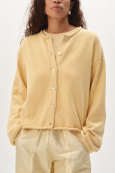 DONNI The Cotton Knit Roll Cardigan - Butter