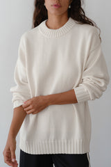 DONNI The Cotton Cashmere Crewneck Sweater - Creme