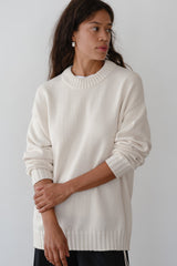 DONNI The Cotton Cashmere Crewneck Sweater - Creme
