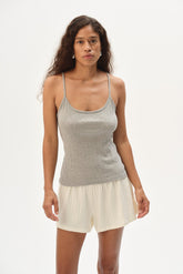 DONNI The Pointelle Cami Tank - Heather-Grey