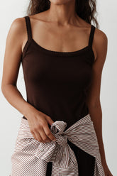 DONNI The Baby Rib Scallop Tank - Espresso