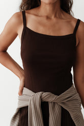 DONNI The Pointelle Square Neck Tank - Espresso