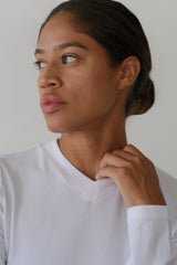 DONNI The Baby Rib V-Neck Long Sleeve - Powder