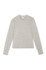 DONNI The Baby Rib V-Neck Long Sleeve - Heather-Grey