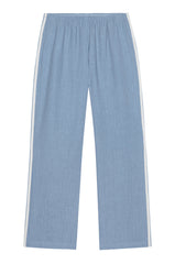 DONNI Lapis Linen Crop Stripe Pant - Lapis