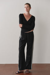 DONNI Jet Linen Crop Stripe Pant - Jet