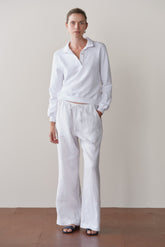 DONNI Powder Linen Drawstring Pant - Powder