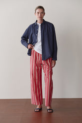 DONNI The Pop Stripe Drawstring Pant - Raspberry-Stripe