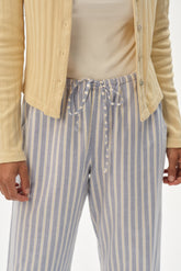 DONNI The Oxford Stripe Drawstring Pant - Butter Stripe