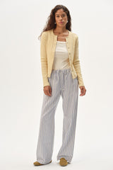 DONNI The Oxford Stripe Drawstring Pant - Butter Stripe