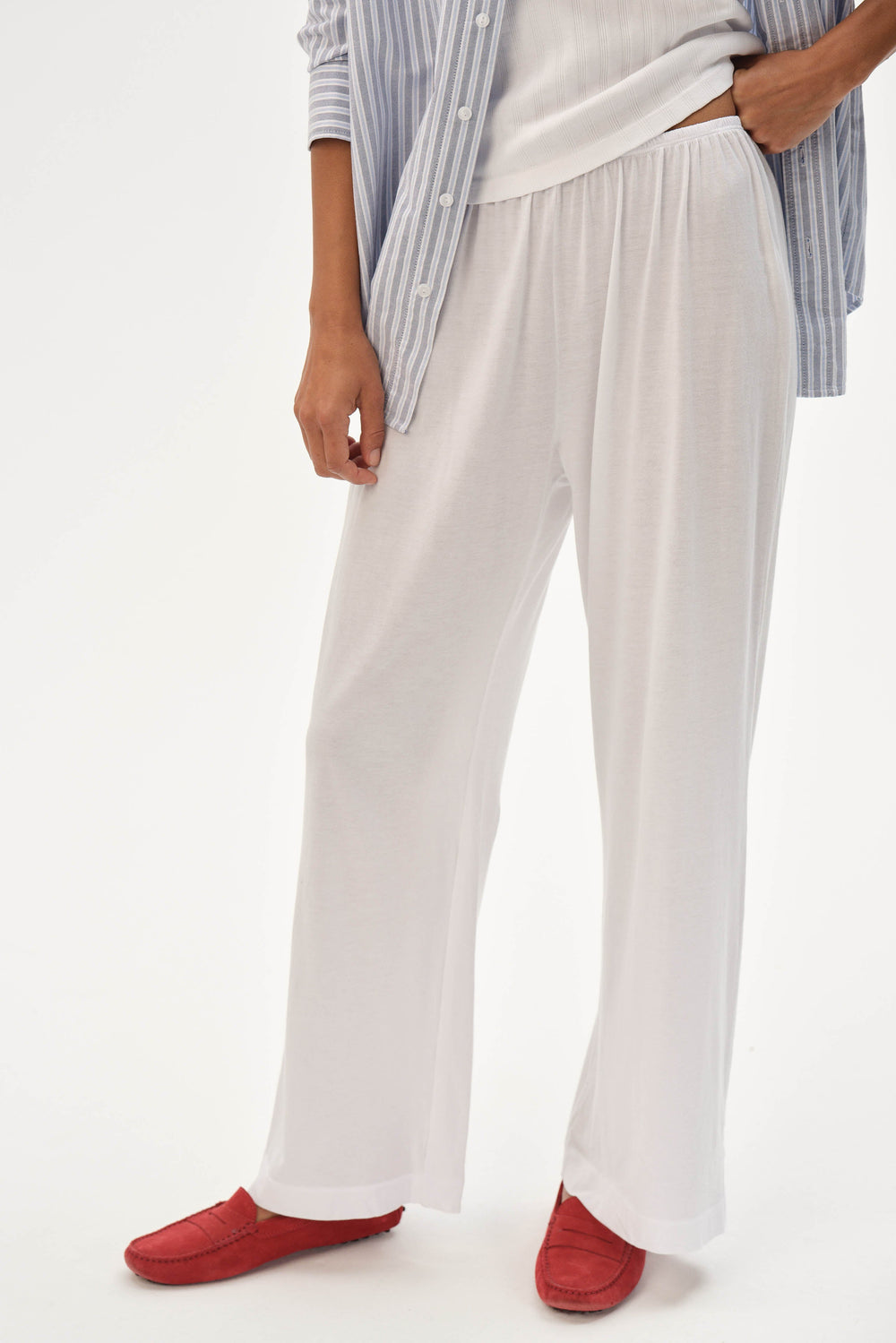 DONNI The Jersey Simple Crop Pant - Powder