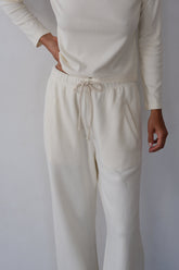 DONNI The Eco-Fleece Wide Leg Sweatpants - Creme