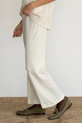 DONNI Creme Pointelle Simple Crop Pant - Creme