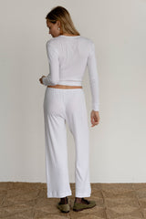 DONNI Powder Pointelle Simple Crop Pant - Powder