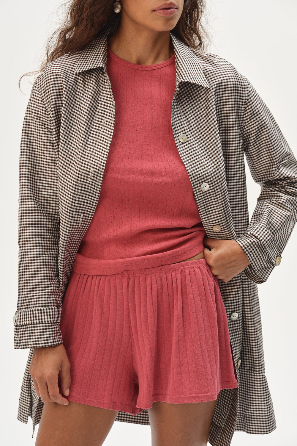 DONNI The Pointelle Tap Short - raspberry