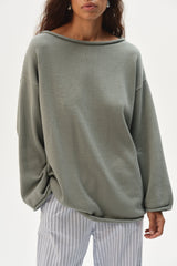 DONNI The Cotton Knit Boat Neck Sweater - sage