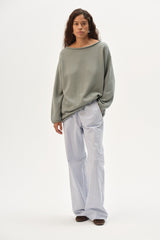 DONNI The Cotton Knit Boat Neck Sweater - sage