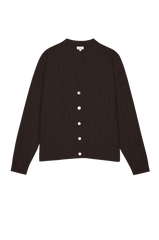 DONNI The Cable V-Neck Cardigan - Espresso
