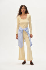 DONNI The Baby Rib Scallop Pant - Butter
