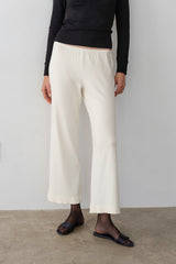 DONNI Creme Baby Rib Scallop Pant - Creme